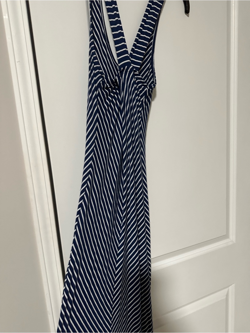 Chocolate Navy and White Striped Maxi Dress
